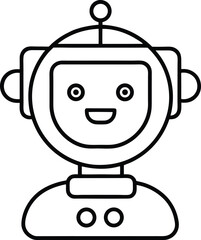 Chatbot Icon with Typing Dots Inside Face Vector Line art illustration