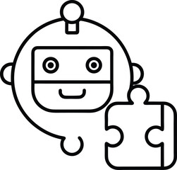 Chatbot Integration Icon with Puzzle Piece Vector Line art illustration