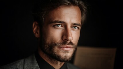 Obraz premium Focused businessman portrait