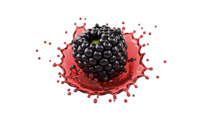 Blackberry Splash: A single, ripe blackberry plunges into a pool of its own juice, creating a vibrant splash of color and texture.