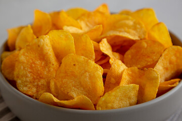 Crunchy Cheese Flavored Potato Chips Ready to Eat
