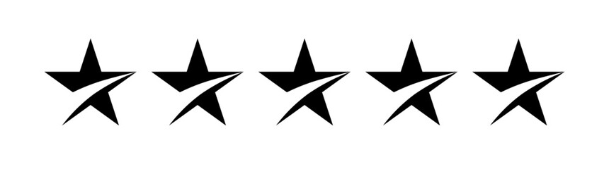 5 black pointed stars