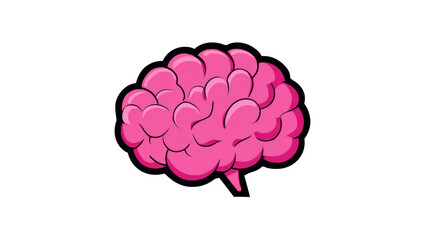 Simple cartoon pink brain icon, transparent background