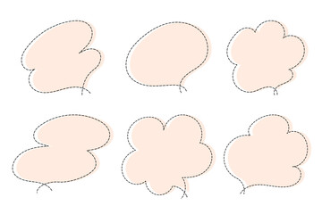点線で作ったシンプルなかわいい吹き出しセット　ピンク