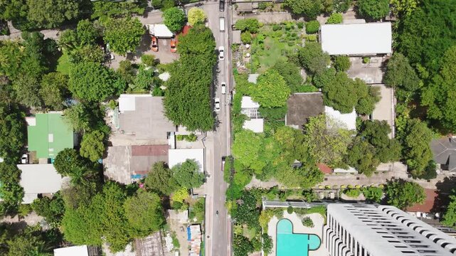 Mixed Bangkok's district with both modern architecture and lowrise buildings.