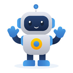 Cute friendly robot waving hello flat vector illustration