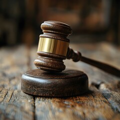 "Vintage Wooden Gavel on Table"