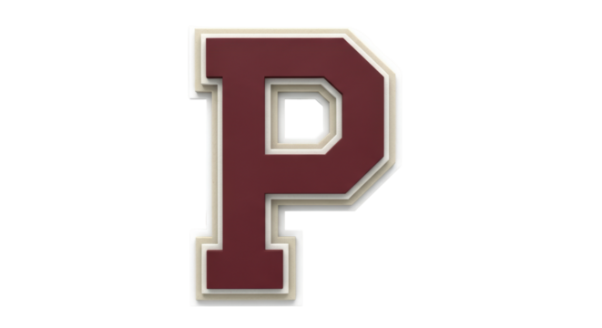 Isolated Maroon Letter P with White Outline