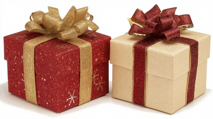 Christmas gift box isolated white background.