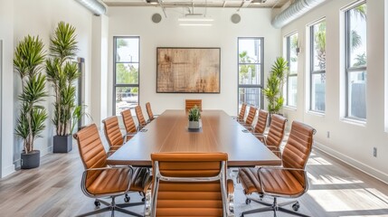 Modern conference room with natural light