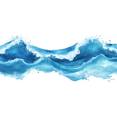 watercolor of ocean waves on transparent background PNG