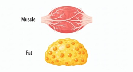 Muscle vs Fat Illustration Anatomy Diagram on a Clean Background.