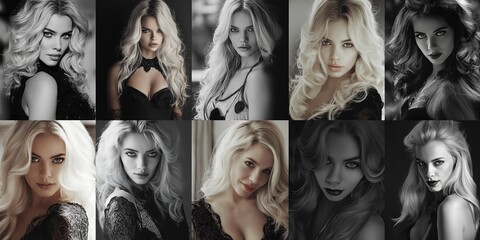 Collage of different images made by Generative AI technology pop trend fashion style.