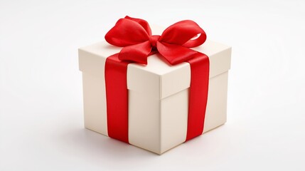 Obraz premium Gift box with red bow isolated white background.