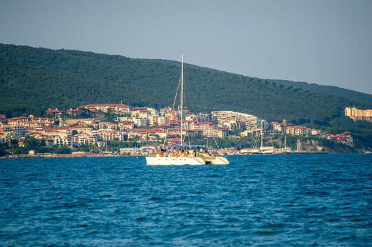 a maxi catamaran in the sea in Bulgaria