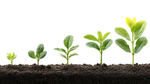 the stages of plant growth on transparent background PNG
