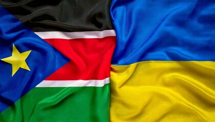 南スーダンの国旗とウクライナの国旗。(South Sudan flag and Ukraine flag.)
