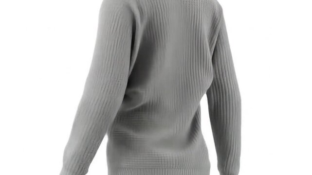 Light gray ribbed knit sweater back