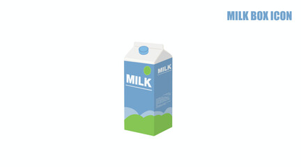 Milk Box Color Icon. Vector editable flat illustration of a box of milk