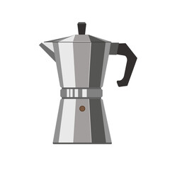 Italian Moka Coffee Maker in Flat Style, Classic Espresso Pot Illustration

