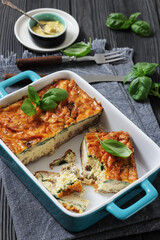 Sausage Cheesy Egg breakfast casserole, top view