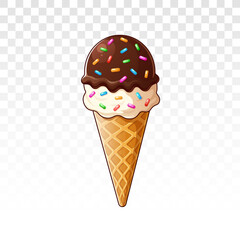 Ice cream and waffle cup. Vector tasty ice cream. Ice cream icon. Cold desert. Ice cream shop banner. Vector illustration. Street Fast Food. Logo template. Dripping chocolate. Sweet dessert. Food 
