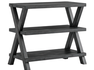 Grey wood two-tier table, X frame
