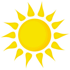 Sun. Yellow icon on white background. Vector illustration. Sun icon in simple style on a white background