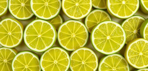 Giant lime slices arranged in a repeating, vibrant pattern, fruit, summer