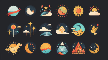 Naklejka premium These visual elements are effective when used as icons or symbols, especially in vector graphics for their scalability and clarity