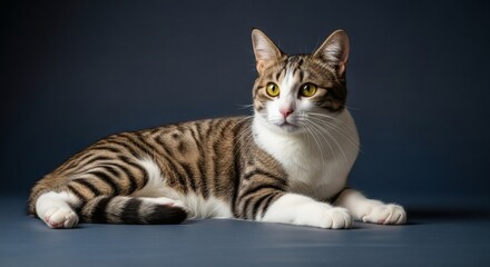 Fototapeta premium Beautiful tabby cat portrait feline pet animal domestic cat