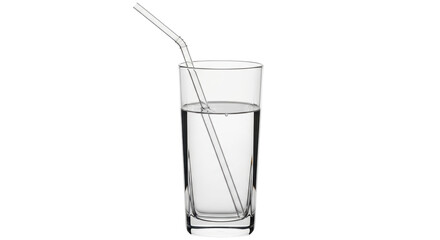 Isolated Glass of Water with Straw