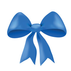 Blue gift bow, flat ribbons isolated on white background. Ribbon banner vector illustration. Holiday lace.