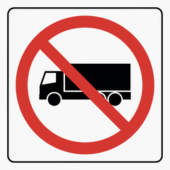 No Truck Allowed Sign | Truck Prohibited Traffic Symbol Vector | Heavy Vehicle Ban Icon
