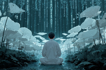 Nature and transhumanism in a tranquil forest