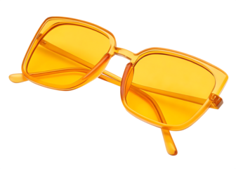yellow fashion sunglasses with yellow frames  isolated on white background PNG, ai generated