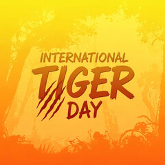 Fototapeta premium International Tiger Day Orange Background