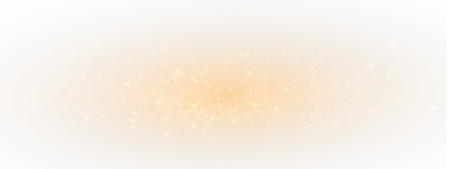Sparkling light effect with golden glitter magic snow particles flare fantasy background christmas...