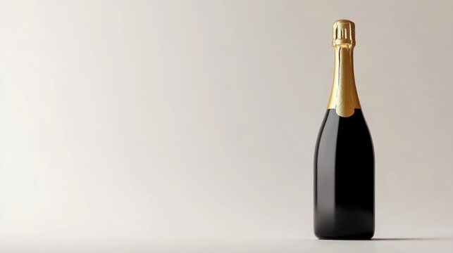 Elegant champagne bottle with golden foil neck shines against a white backdrop, perfect for celebrations and gatherings to evoke a sense of luxury and festivity