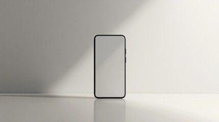 Modern smartphone displayed vertically on a pristine white background with soft shadows highlighting its sleek design and minimalist aesthetic