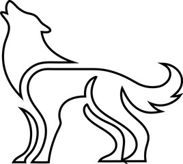 Outline wild animal logo, jackal, fox, and wolf icon for broad design uses.