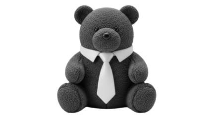 Isolated Gray Teddy Bear in Suit