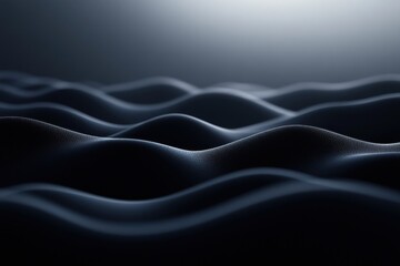 Fototapeta premium Dark, abstract wave pattern illuminated, with textured, undulating surface. Use as background for science, tech, or conceptual projects.