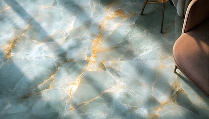 Stunning close-up of an aquamarine and brown marble surface captured from above, with organic flowing textures and natural contrast for a modern, luxurious aesthetic.

