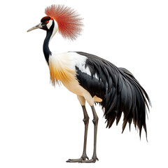 Obraz premium Majestic crane with ornate red crown; side view