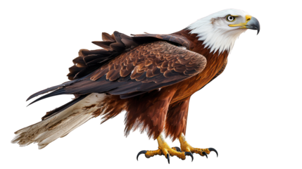 Majestic eagle with brown plumage and white head