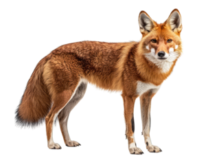 Maned wolf, orange fur, slender legs, standing alertly