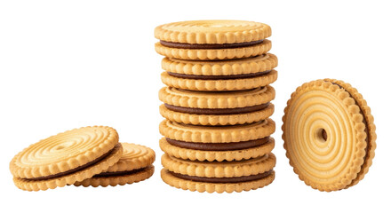 Isolated Stack of Chocolate Filled Cookies
