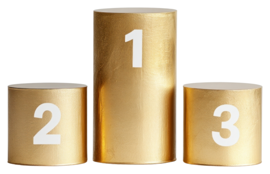 PNG A golden three-tier cylindrical podium cylinder number competition.
