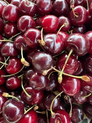 red cherries background